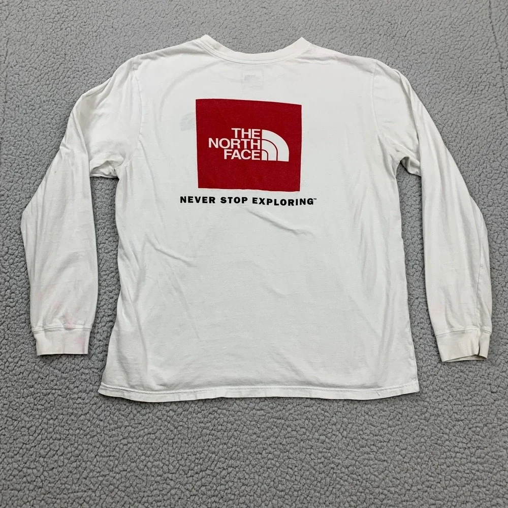 The North Face T-Shirt Mens XL White Long Sleeve Cotton Graphic Logo‎